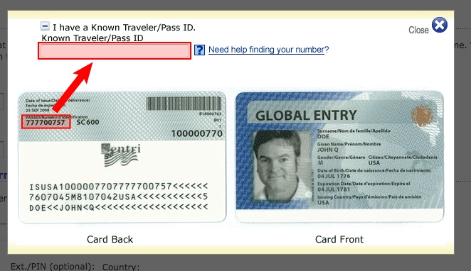 Find Known Traveler Number On Global Entry Card